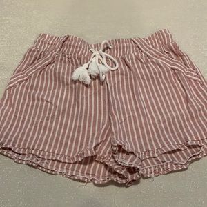 Rewind Pink Striped Cream Shorts Size Small